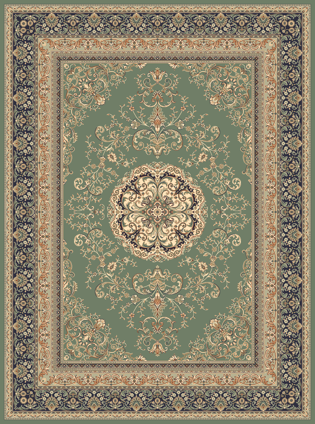ISPHAHAN RUG  GREEN DESIGN 77919