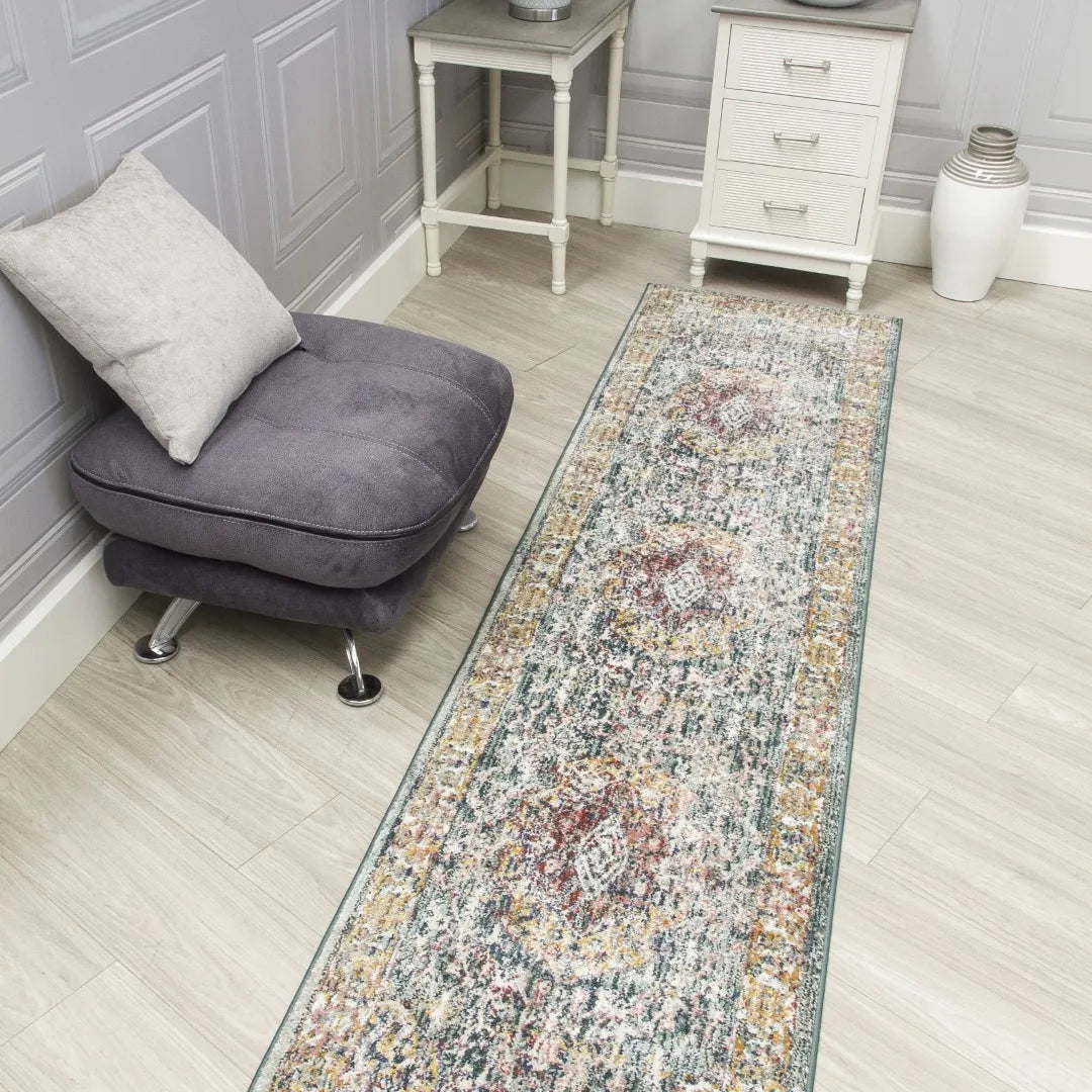 Boho Medallion Hall Runner Green