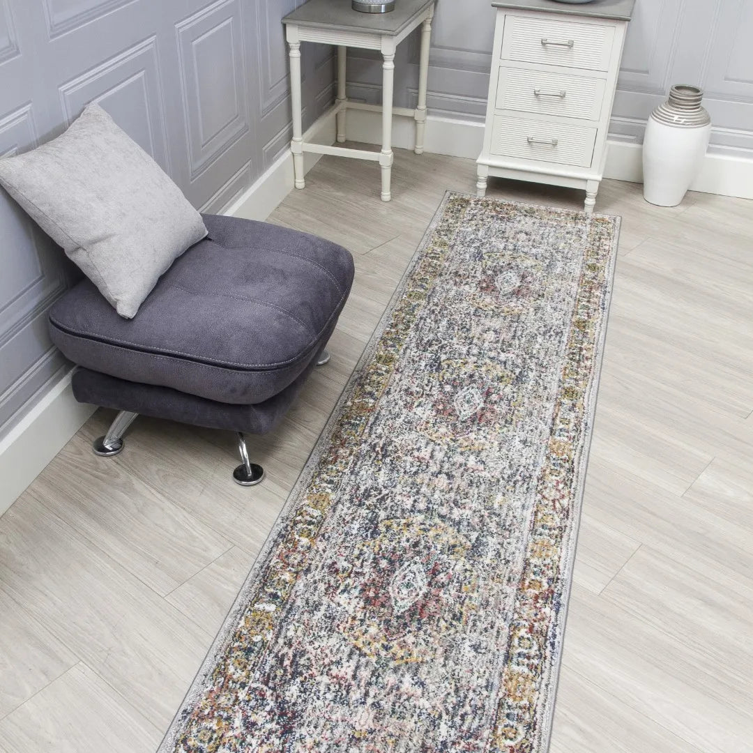 Boho Medallion Hall Runner Grey