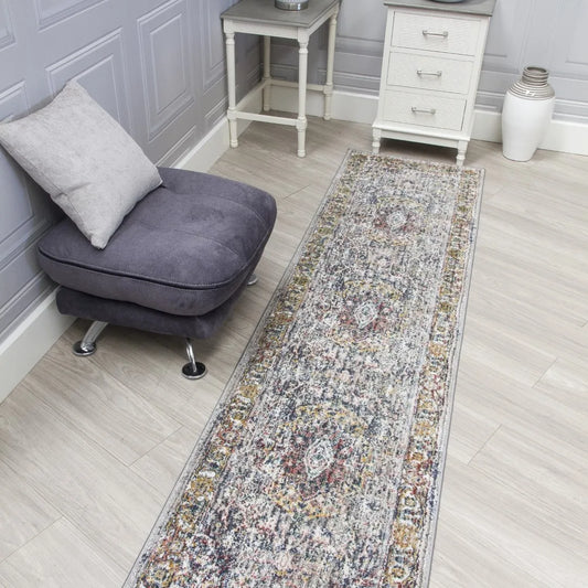 Boho Medallion Hall Runner Grey