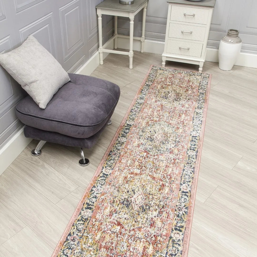 Boho Medallion Hall Runner Pink