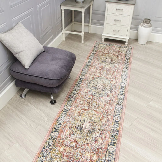 Boho Medallion Hall Runner Pink