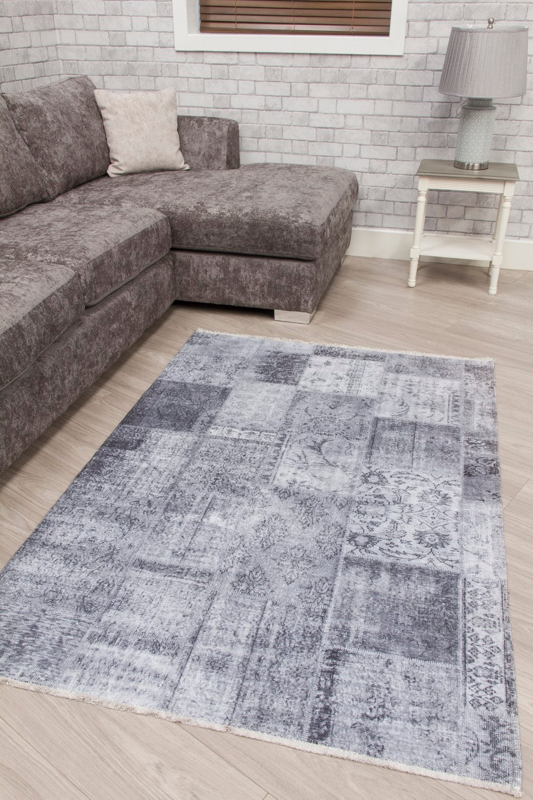 MODENA PATCHWORK GREY NON SLIP  WASHABLE