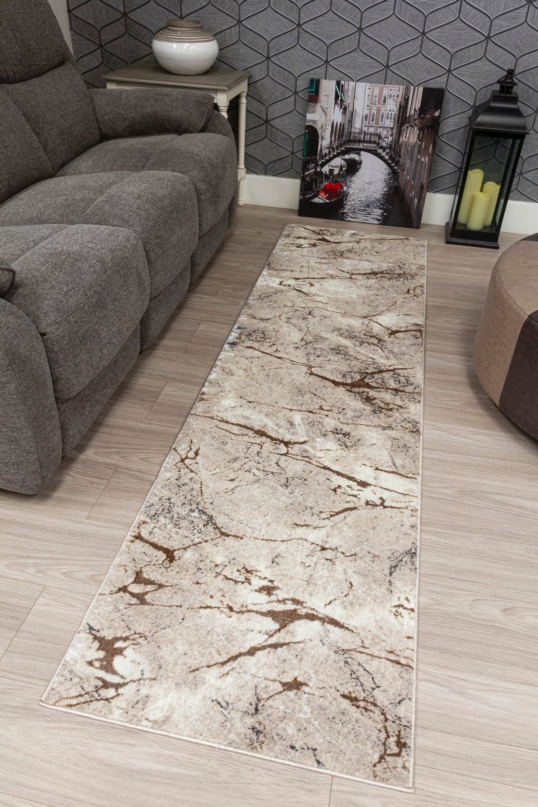 GLITZ MARBLE RUNNER GREIGE