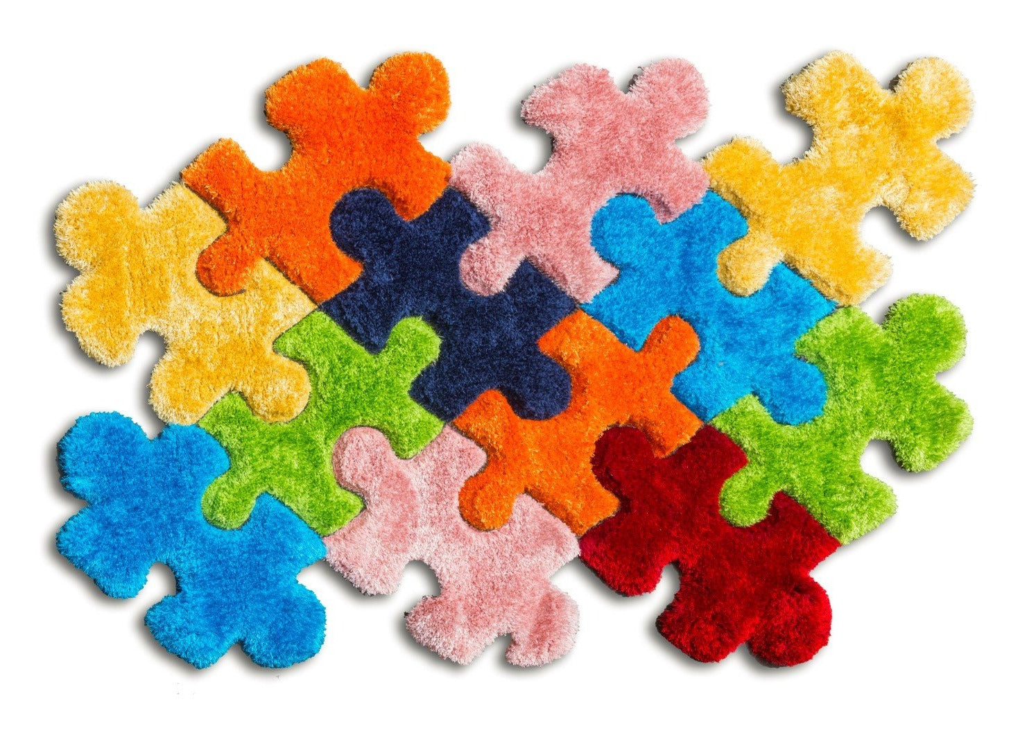 Multicolour 3D Shaggy Rug - Doodle Jigsaw